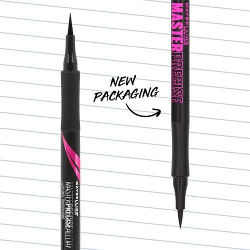 Maybelline Eyestudio Master Precise All Day Waterproof Liquid Eyeliner Makeup, Matte Black, 1 Count (Packaging May Vary)