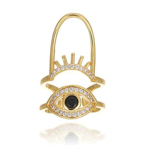 Jean Beau Finger Nail Ring for Women Teen Art Rhinestones Finger Tip Rings Gold Metal Nail Decoration Nail Protect Fashion Jewelry Gift