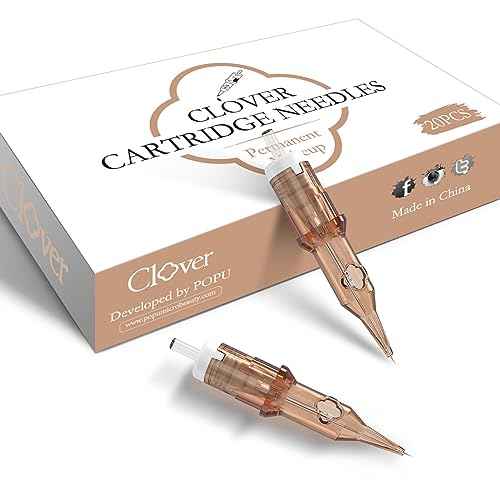 Tattoo Cartridge Needles Single Liner 0.35mm Standard Long Taper Permanent Makeup Needle 1RL Tattoo Cartridges Round Liner for Smp Professional Tattoo Machine Supply 1201RL (Clover)