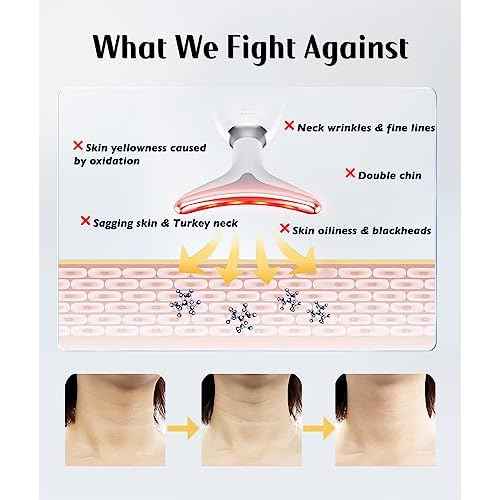 Fastaid Red-Light-Therapy-for-Face and Neck, Red Light Therapy Wand, 7 Color Led Face Neck Massager for Skin Care, White