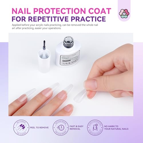SAVILAND Acrylic Nail Kit with 100% Essential Oil - 2oz Clear Acrylic Powder and Liquid Set 120ml with Nail Practice Mat Dehydrator Primer Professional Acrylic Nail Kit Set for Beginners DIY Nail Art