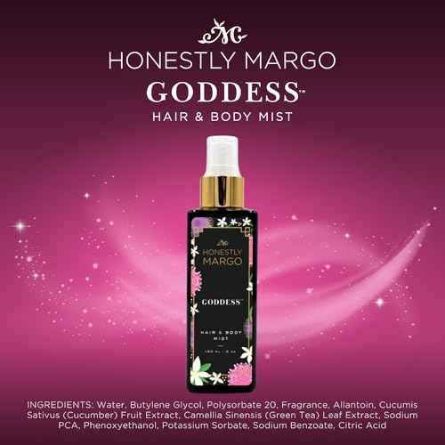 Honestly Margo Goddess Hair & Body Mist (6 Oz) ? Alluring Perfume for Women for Hair and Skin with Bergamot, Jasmine, Musk, Amber and Oud Scent ? Luxury Hair Perfume for Women & Body Spray