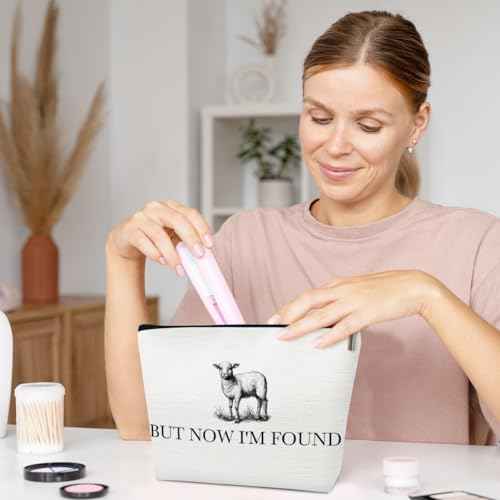 Christian Gifts Makeup Bag, But Now I'm Found Cosmetic Bag for Purse, Inspirational Religious, Birthday, Christmas, Faith Based Gifts for Women Sister Besties