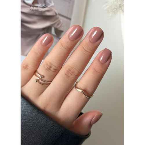 Semi Cured Gel Nail Strips (Chestnut N), Brown, 20 Pcs Fall Gel Nail Wraps, Stickers, UV Light Required, Salon Quality