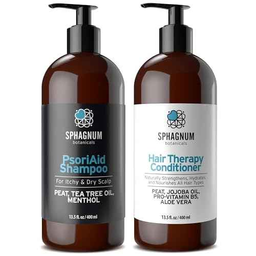 Sphagnum Botanicals Psoriasis Shampoo and Conditioner Set - Peat Mud Therapy for Red & Itchy Scalp with Tea Tree Oil, No Coal Tar. For Both Men and Women. 2 x 13.5 Oz