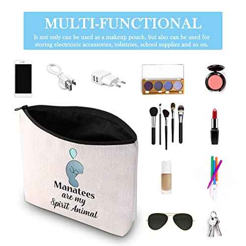 GJTIM Manatee Gift Sea Cow Gift Manatees Cosmetic Bag Manatees Are My Spirit Animal Zipper Pouch Bag Gifts for Sea Creature Lovers (Spirit Manatees Bag)