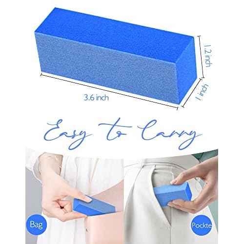 Maryton Nail Buffer Blocks, Fine Grit 180/240 Professional Salon Quality 3 Way Blue Buffing Blocks for Natural Nails - Buff Nails Prior to Application of Gel Polish, Acrylic, 5 Count