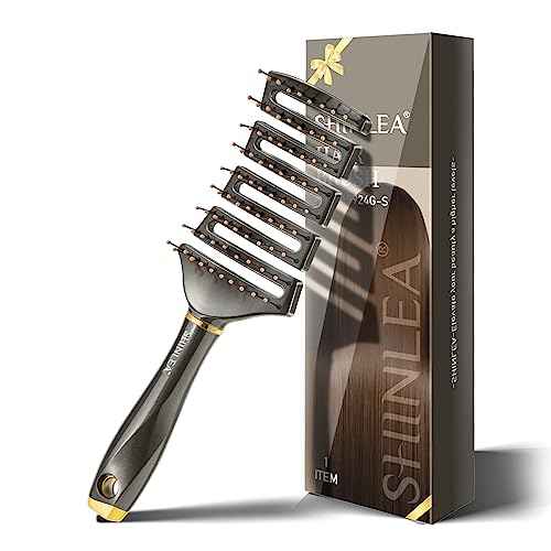 Curved Detangling Brush for Curly Hair, Professional Vented Anti-Tangle Brush for Wet & Dry, Ideal for Textured 2A to 4C Hair and Thick Blow Drying
