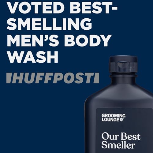 Grooming Lounge Our Best Smeller Body Wash - Moisturizing, Clarifying Travel Shower Scrub - Fresh, Classic, Suave Fragrance of Acai, Aloe Vera, Seaweed, and Black Pepper - Dry Skin Defense - 3 pack