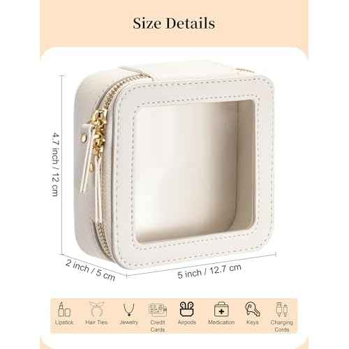 Mini Makeup Bag for Purse | Clear Travel Leather Toiletry Bag with Zipper | Car Organizer Bag | Small Waterproof Cosmetic Organizer Case for On-the-Go Essentials£¨White£©