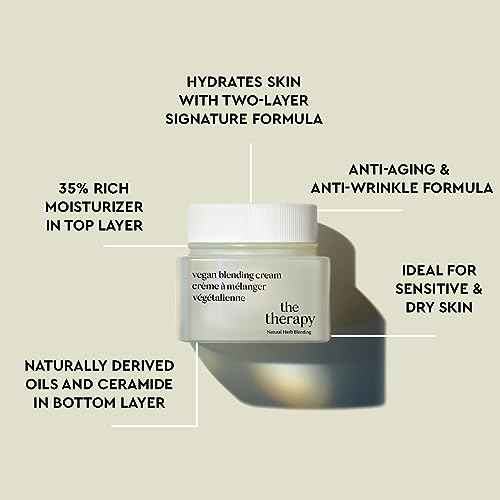The Face Shop The Therapy Vegan Blending Cream Face Moisturizer - Soothing, Anti-Aging, Anti-Wrinkle, Firming Cream - Refillable - Face Cream Ideal for Sensitive & Dry Skin - Korean Skin Care