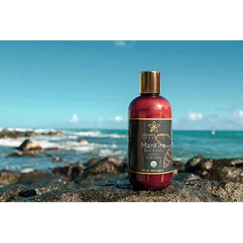 Honey Girl Organics ManKine, USDA Certified Organic Face & Body Lotion with Hydrating Beeswax, Royal Jelly, Propolis and Essential Oils. 8.0 Fluid Ounce