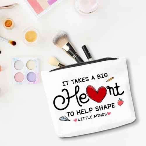 Teacher Gifts, Teachers Appreciation Gifts, Teacher Gifts for Women, It Takes A Big Heart to Help Shape Little Minds Makeup Bag, Teacher Birthday Gifts, Gifts for Teachers Women Cosmetic Bag