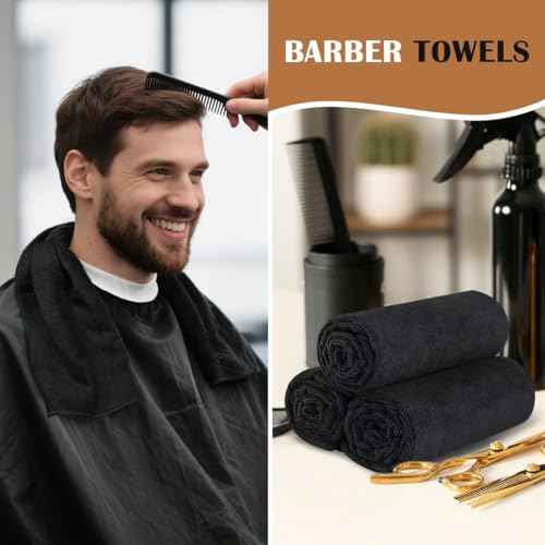 Orighty Salon Towels 48 Pack, Microfiber Hair Salon Towel 16 x 29 Inch, Super Soft and Absorbent Black Towels for Salon, Hand, Gym, Bath, Spa and Home Hair Care, Not Bleach Proof