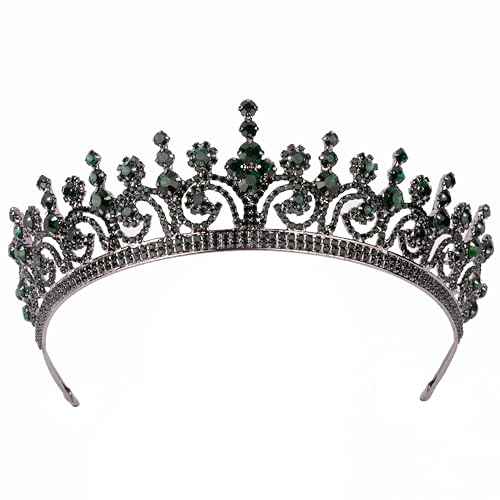 LIMELIA Women's Tiara for Henna Wedding Party|Glitter Hair Accessories for Bridal Birthday Pageant Prom Halloween Cos-play Christmas Party|Queen-Green