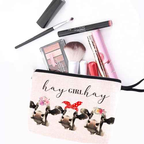 Cow Print Stuff Cow Gifts Farm Animals Western Makeup Bag Country Stuff Heifer Cosmetic Bag for Women Her Country Girls Sister BFF Funny Zipper Pouch Western Stuff Travel Bag Graduation Birthday Gifts