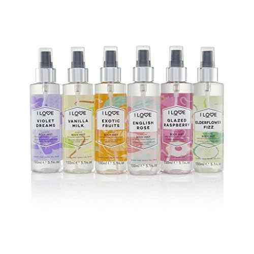 I Love Glazed Raspberry Scented Body Mist - Body Mist Fragrance - Long Lasting Body Spray with Natural Fruit Extracts - Raspberry and Vanilla - 5.1 oz