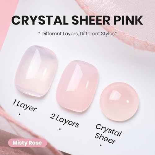 Beetles Nude Pink Gel Nail Polish - Misty Rose Jelly Gel Polish, Hema Free Natural Nude Pink Nail Polish Nail Concealer Sheer Translucent Effect Soak Off UV Nail Art Manicure Gift for Women 15ML
