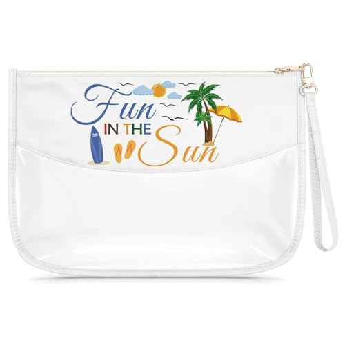 Beach Lover Gift Beach Themed Vacation Gifts for Women Friends Sister Clear Makeup Bag Summer Ocean Present Cosmetic Bag Birthday Christmas Graduation Present Zipper Pouch