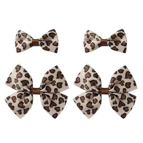 4Pcs Leopard Hair Bow Clips Girls Women Cheetah Print Hair Accessories