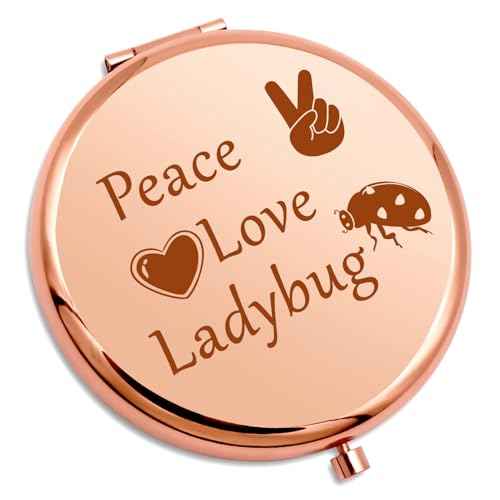 Funny Ladybug Gifts Compact Makeup Mirror Ladybug Good Luck Gift Inspirational Gifts for Girls Daughter Friend Ladybug Lover Gifts Folding Makeup Mirror Insect Themed Gift Christmas Birthday Gifts