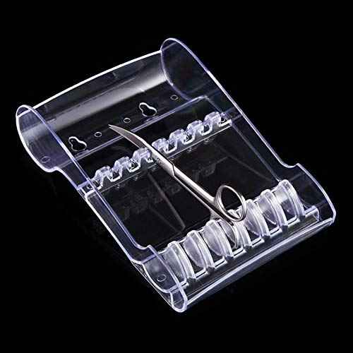 mollensiuer 1 Piece Transparent Plastic Portable Salon Scissors Holder Racks Scissors Basic Storage Box Hair Salon Shear Holder for Stylist
