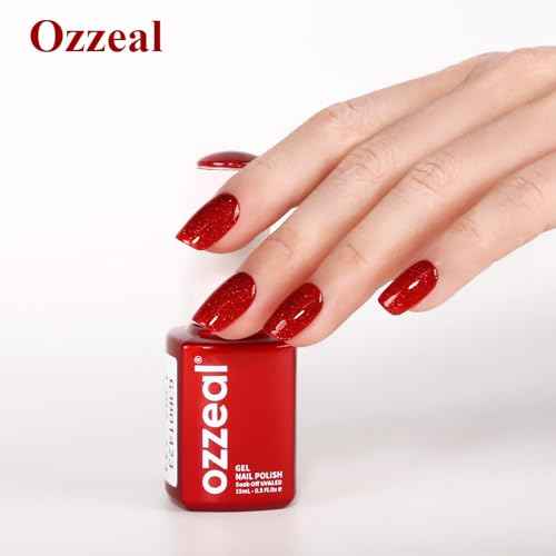 Glitter Gel Polish,Christmas Red Glitter Gel Nail Polish Sparkle Shimmer Gel Glitter Nail Polish Fall Winter Soak off LED UV Gel Nail Polish for Art DIY Manicure 15ML