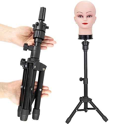 25 Inch Wig Stand Tripod, Adjustable Mannequin Head Stand, Wig Head Stand for Training Heads And Canvas Block Head (Mannequin Head Not Included)