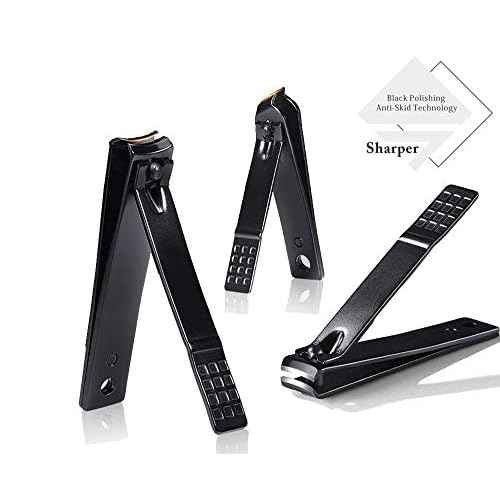 Professional Stainless Steel Nail Clipper Travel & Grooming Kit Nail Tools Manicure & Pedicure Set of 15pcs with Luxurious Case (Black/Yellow)