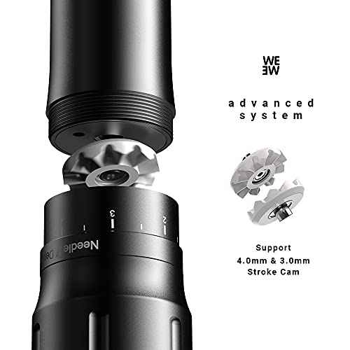 HAWINK Rotary Wireless Tattoo Machine Pen Kit Coreless Motor with 900mAh Two Battery 3 Boxes Cartridges 2 Stroke Cam CNC-M-WE-EN05CKIT