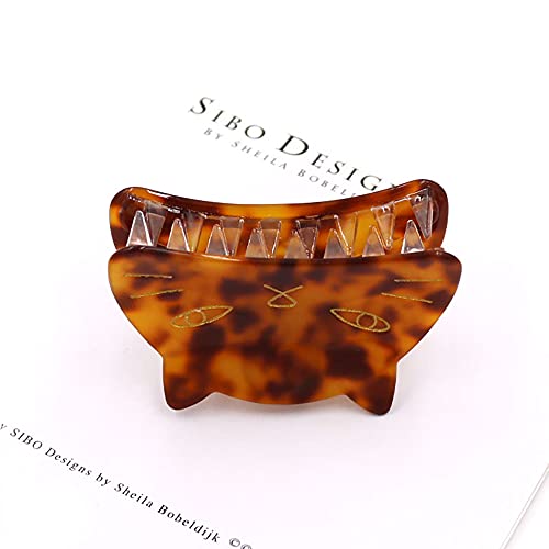 Yusier 2 PCS Cute Cat Claw Hair Claw Clip Two Sizes That Stay in Place Hair Clips Hair Clips fo Women Girl (Tortoiseshell Cat)