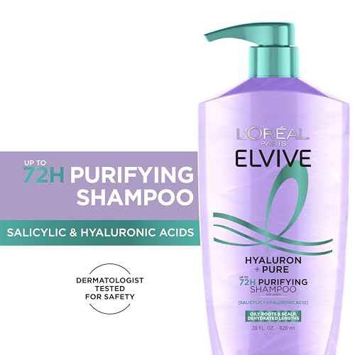 L'Oreal Paris Elvive Hyaluron + Pure Shampoo and Conditioner Set, Clarifying Shampoo and Rehydrating Conditioner with Salicylic Acid and Hyaluronic Acid, 1 Kit