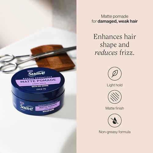 Suave Hair Pomade for Men Barber Essentials Styling, Light Hold and No Shine, For Enhancing Hair Shape and Reducing Frizz, 1.75 oz