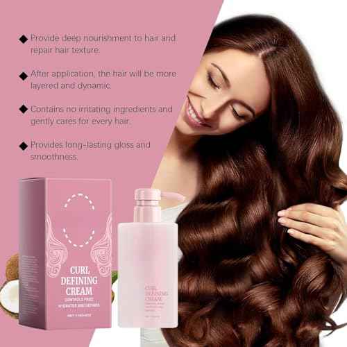 Curl Defining Cream, Curl Cream for Curly Hair Anti Frizz,Moisturizing, Smoothing for Curly & Wavy Hair(1PC) (1 Pcs)