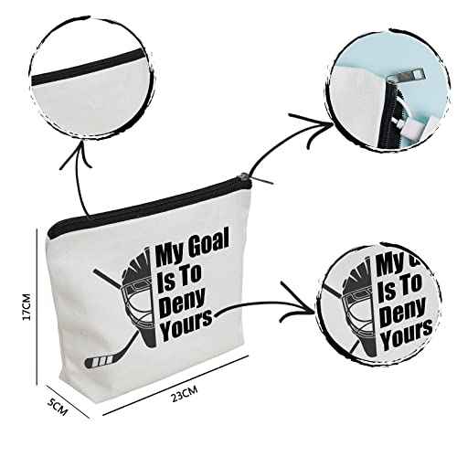 WZJHCL Ice Field Hockey Lover Travel Bag My Goal Is To Deny Yours Hockey Player Lover Player Goalie Survival Kit Hockey Goalie Gift (Deny Yours)