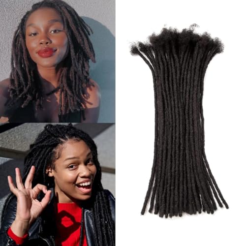 Teresa Small 0.4cm and Medium 0.8cm Width 100% Human Hair Dreadlock Extensions for Men/Women/Kids Full Hand-made Permanent Dread Locs Human Hair Can be Dyed and Bleached (16 Inch-20Strands)