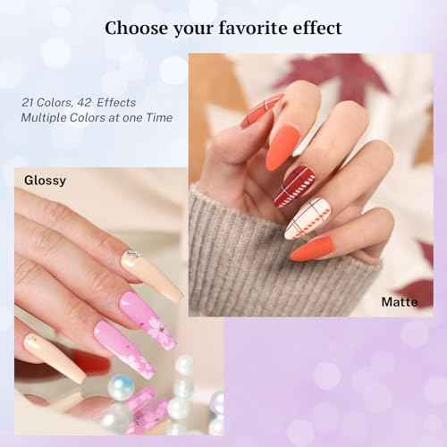 PHOENIXY 24 PCS Gel Nail Polish Set, Spring 21 Colors Gel Nail Polish Kit with Base Glossy Matte Top Coat Black Gray Red Nail Kit Gifts for Women