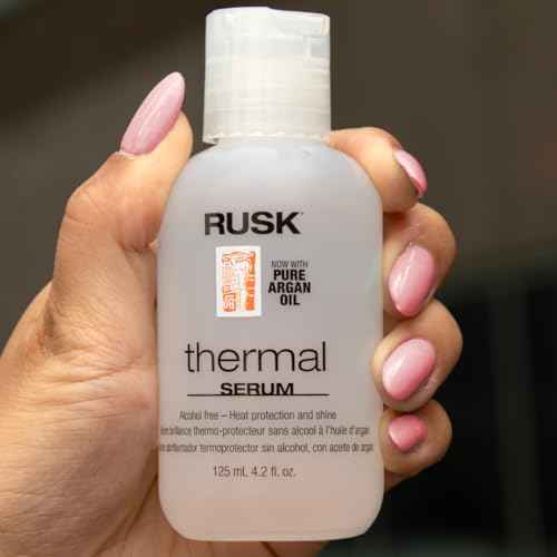 RUSK Designer Collection Thermal Serum with Argan Oil, Alcohol-Free Conditioning Serum, Heat Protection and Shine, Frizz Eliminator, 4.2 oz