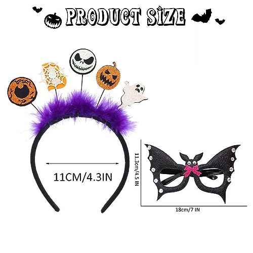 Halloween Headbands Ghost Head Band Costume Headwear Hair Accessory with Glasses for Christmas Festival Party