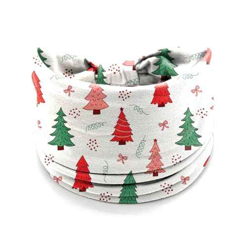 4Pcs Christmas Headbands for Women - Xmas Tree Holiday Hair Bands, Red Green Bow Festive Present Hair Accessories