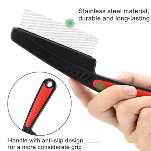 2 Pieces Stainless Steel Fine & Wide Tooth Comb, High Strength Teeth Hair Combs, Professional Dandruff Combs Grooming Tool (two different style)