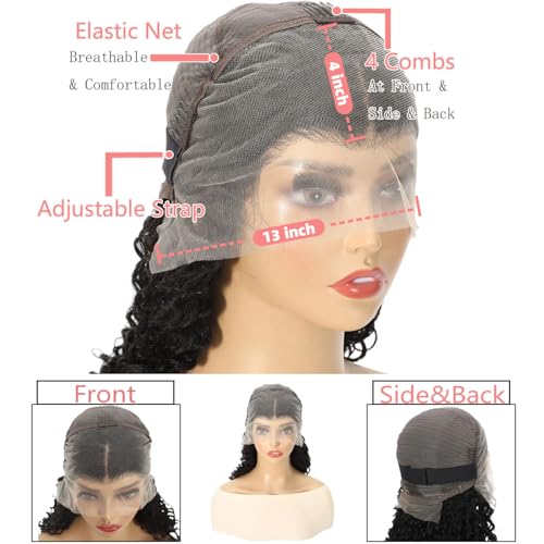 26 Inch Water Wave Lace Front Wigs Human Hair 13x4 HD Transparent Lace Frontal Wigs Pre Plucked Water Wave Lace Front Wigs for Black Women 180% Density Natural Color