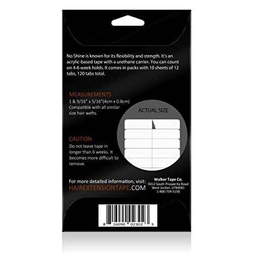 No Shine by BEAUTIFY Hypoallergenic Double Sided Hair Extension Tape, 4 cm x 0.8 cm, 120 Pre-Cut Tabs, One Color