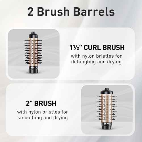Beautimeter Hair Dryer Brush 3-in-1 Hair Styler, Rotating Blow Dryer Brush with 2-Inch and 1.5-Inch Brushes