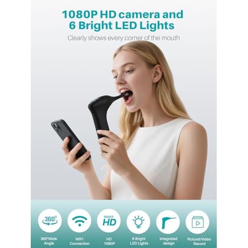Voraiya Visible Tonsil Stone Remover, Electronic Tonsil Stone Removal Kit with Camera and Led Light, APP WiFi Connection, 5 Level Suction Tonsil Stone Vacuum