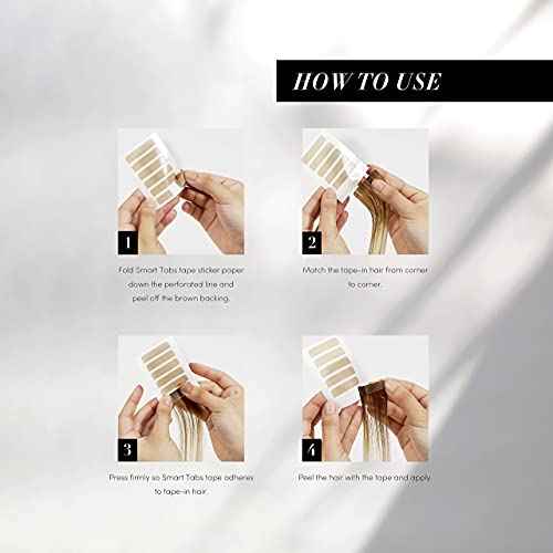 The Hair Shop Smart Tabs Tape-in Hair Extension Tape - Professional Strong No-Residue Bonding Double-Sided Replacement Tape for 100% Remy Human Hair Extensions, 60 Tabs (4 cm x 0.9 cm)