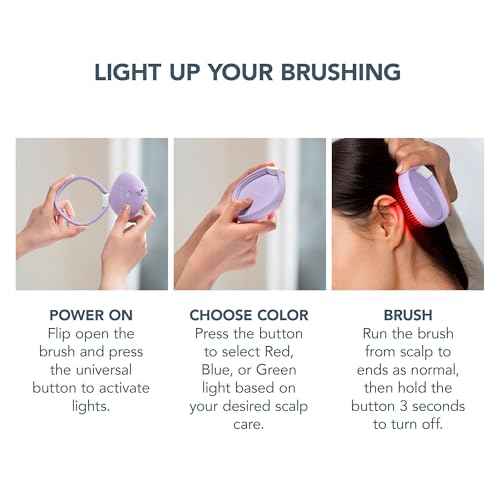 FOREO FLIP Play Advanced LED Light Hairbrush - Multi-Functional 3-in-1 Hair & Scalp Tool with Red, Blue & Green Light Modes ? Designed to Support Scalp and Hair Appearance - I Lilac You!