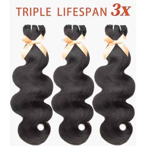 MLIP Raw Bundles Human Hair Body Wave, No Tangle Shedding, Keep Texture Silky Soft After Multiple Washes, 15A Raw Indian Hair Bundles 22 Inches, Triple Lifespan 3X