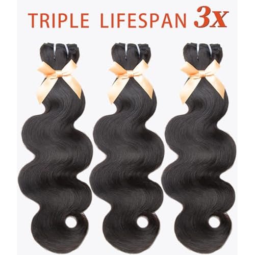 MLIP Raw Bundles Human Hair Body Wave, No Tangle Shedding, Keep Texture Silky Soft After Multiple Washes, 15A Raw Indian Hair Bundles 16 Inches, Triple Lifespan 3X