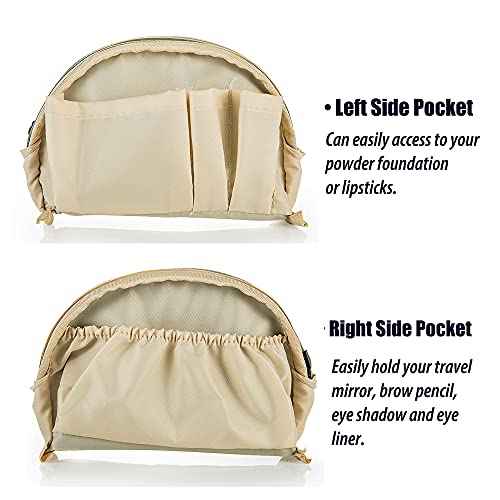 Hekyip Half Moon Cosmetic Beauty Bag for Purse Travel Handy Makeup Pouch for Women Girls (Green)